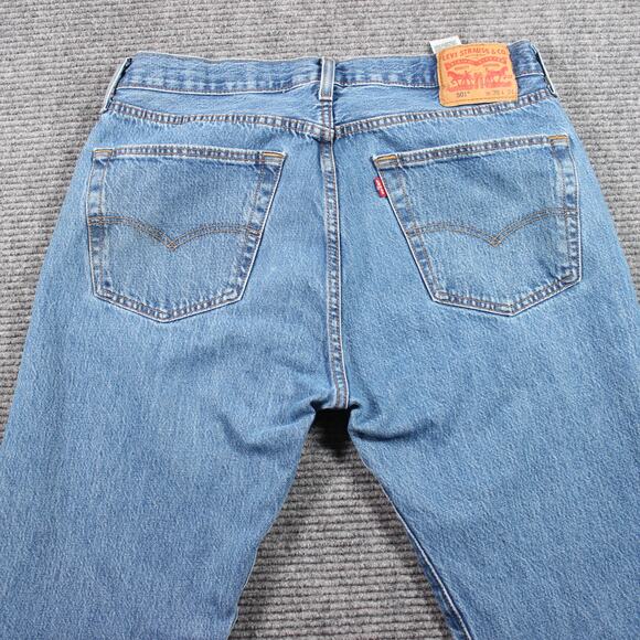 Levis Jeans Mens 35x34 Blue Straight Leg Classic 100 Cotton - Picture 7 of 11